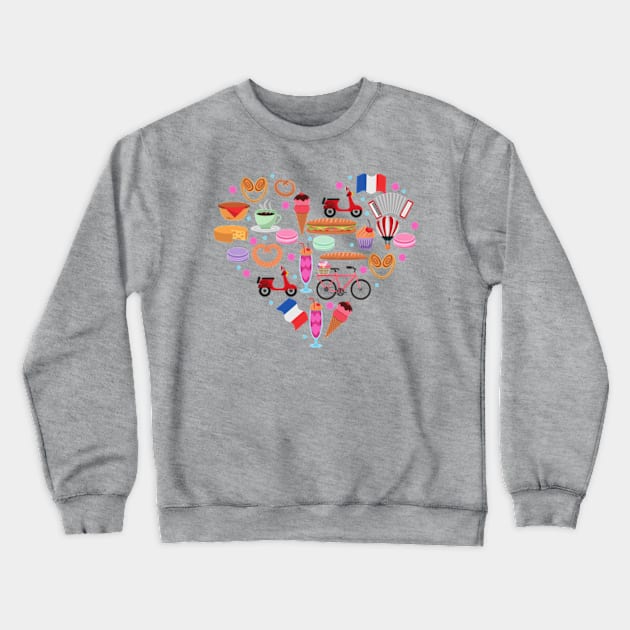 Paris France Clip art Heart Crewneck Sweatshirt by Cun-Tees!